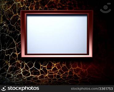 A 3d red frame on grunge background