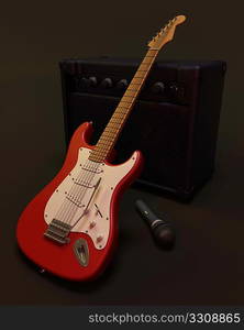 A 3D render of an electric guitar