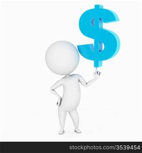 a 3d rendered illustration of a small guy and a dollar sign