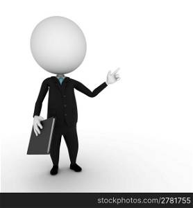 a 3d rendered illustration of a small guy in a business suit