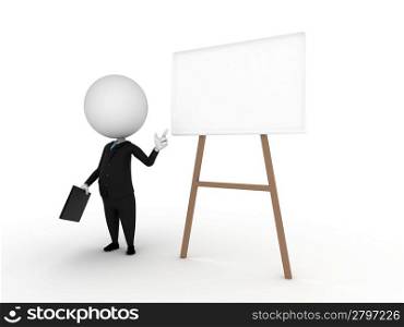 a 3d rendered illustration of a small guy - presentation