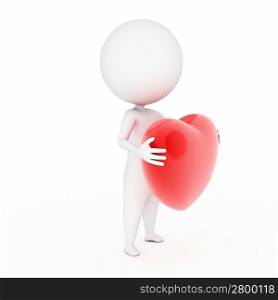 a 3d rendered illustration of a small guy with a heart