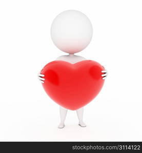 a 3d rendered illustration of a small guy with a heart