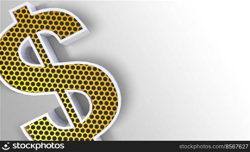 A 3d rendering image of US dollar sign made from steel and wire mesh.