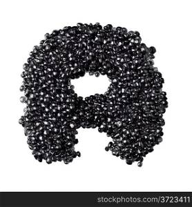 A - Alphabet made from black caviar