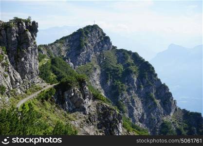 a alpina trail on the slope of mount in Lichtenstein