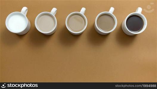 A background photo with five mugs