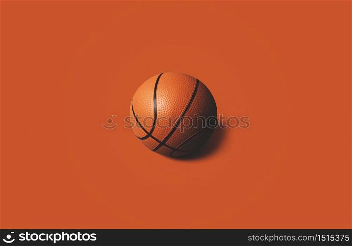 a basketball on orange floor