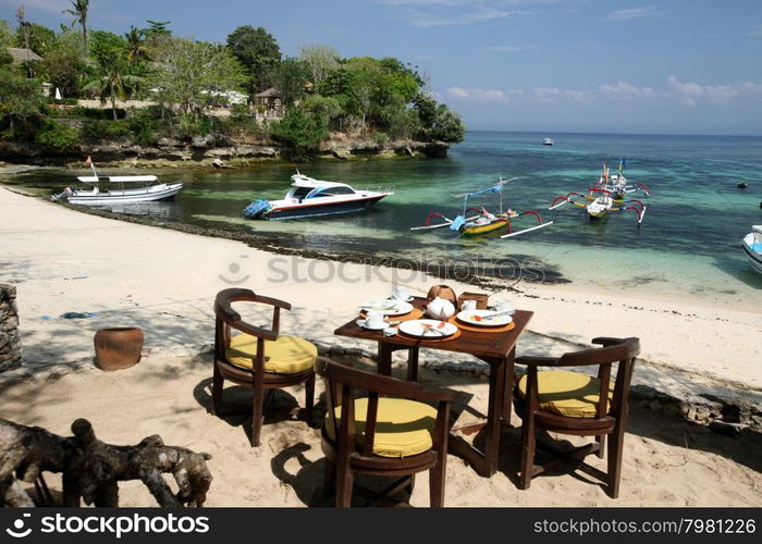 a Beach at the Village of Jungutbatu Beach on the Island Nusa Lembongan Island near the island Bali in indonesia in southeastasia. ASIA INDONESIA BALI NUSA LEMBONGAN BEACH