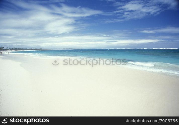 a Beach at the Village of Las Terrenas on Samanaon in The Dominican Republic in the Caribbean Sea in Latin America.. AMERICA CARIBIAN SEA DONINICAN REPUBLIC