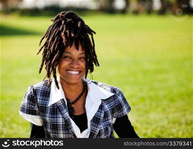 A beautiful African American with candid smile
