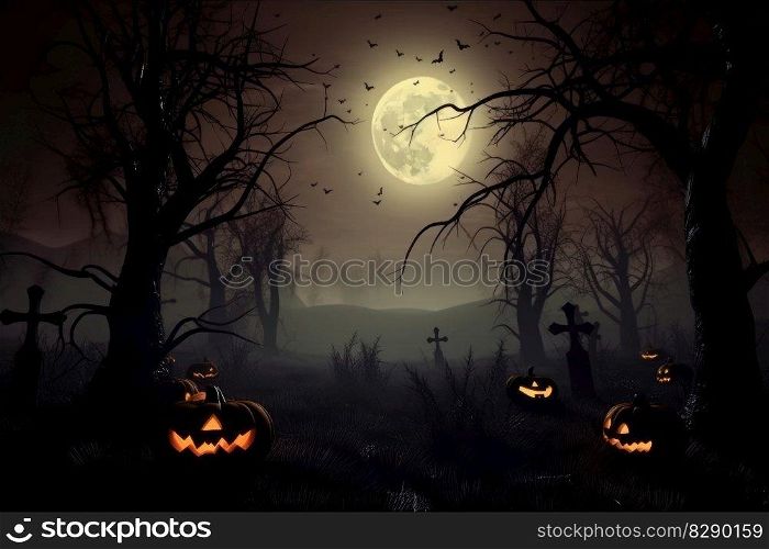 A beautiful and spooky halloween background created with generative AI technology