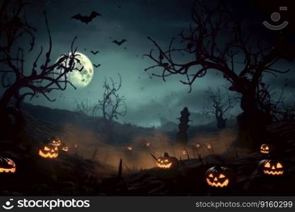 A beautiful and spooky halloween background created with generative AI technology
