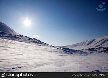 A beautiful barren winter landscape in the mountains