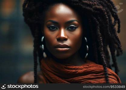 A beautiful black woman portrait created with generative AI technology