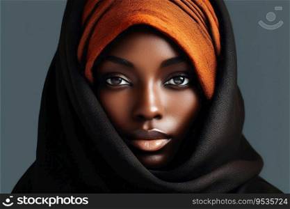 A beautiful black woman portrait created with generative AI technology