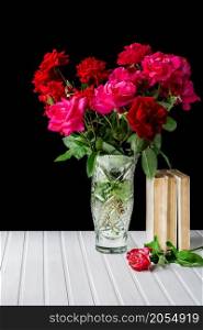 A beautiful bouquet of flowers in a glass vase. Teacher&rsquo;s Day. Beautiful bouquet of flowers in glass vase .