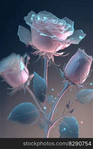 A beautiful bouquet of spectral light pink roses, flowers on a dark background, soft and romantic. A beautiful bouquet of spectral light pink roses, flowers on a dark background, soft and romantic AI Generated