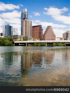 A beautiful day in the capital city of Texas at Austin with a riverfront view