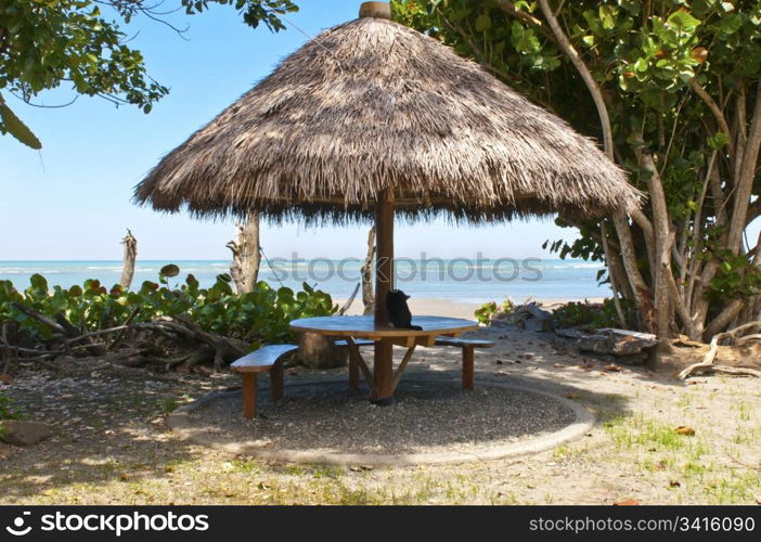 A beautiful deserted beach in a bay in Ecuador