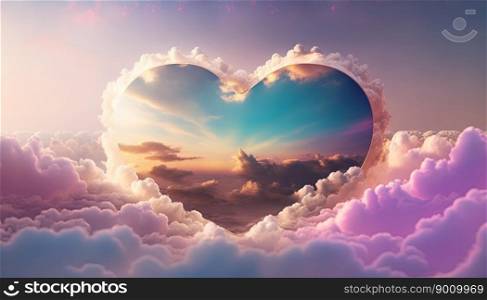 A beautiful heart object with colorful clouds