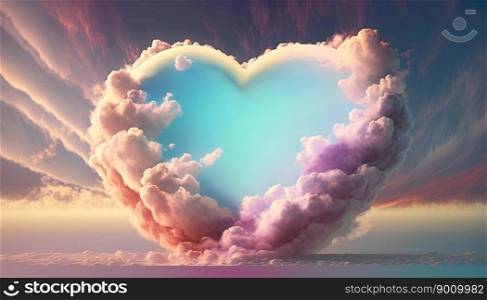 A beautiful heart object with colorful clouds