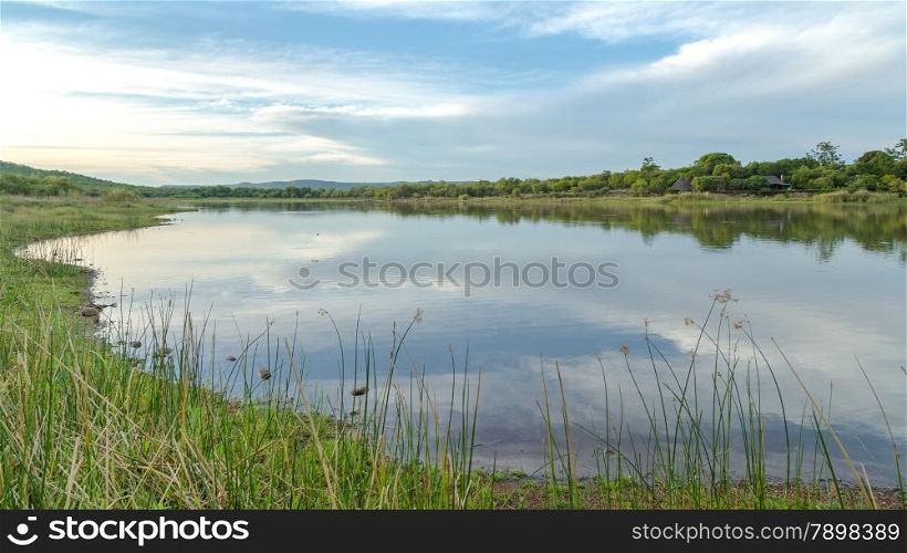 A beautiful lake in the middle of Mokolodi Nature Reserve in Botswana
