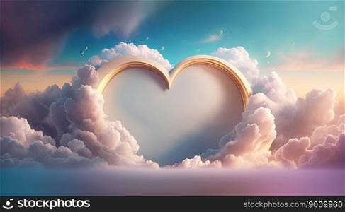 A Beautiful love object in the sky with colorful clouds