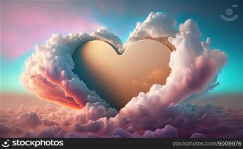 A Beautiful love object in the sky with colorful clouds