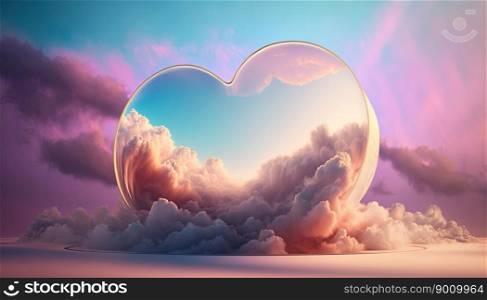 A beautiful love object with colorful clouds