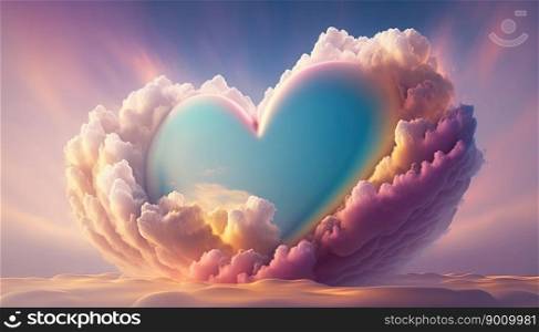 A beautiful love object with colorful clouds