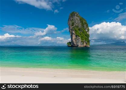 a beautiful place in the Andaman Sea, a view of the rock from Poda Island, Thailand