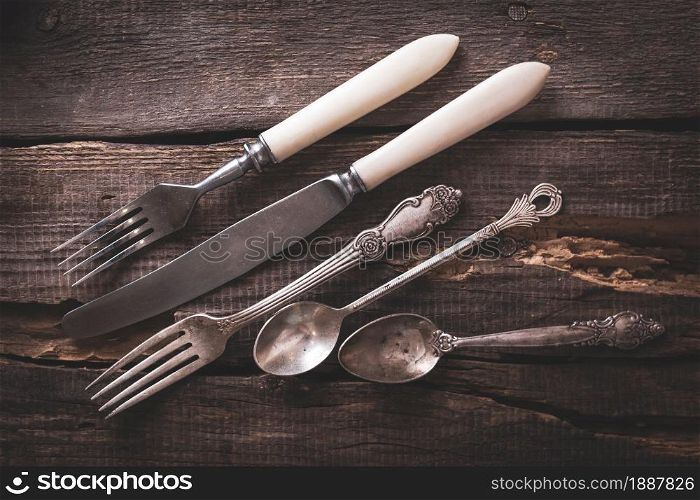 a beautiful retro cutlery - forks, knives, spoons