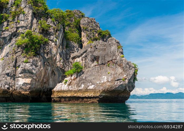 A beautiful rock in the Andaman Sea in Thailand. Krabi Resort