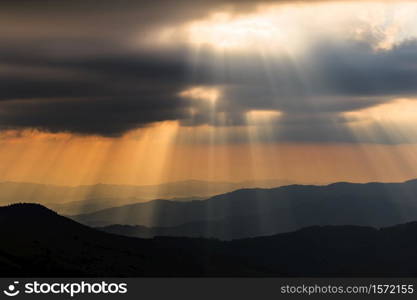 A beautiful sun rays with clouds in the morning used as for background