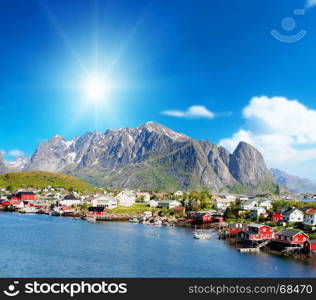 a beautiful view of Reine town in Lofoten Islands, Norway