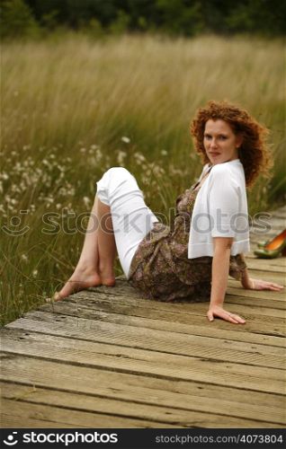 A beautiful woman in the countryside