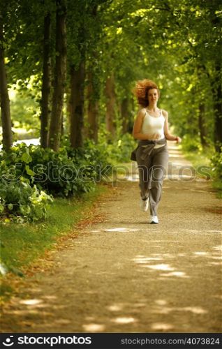 A beautiful woman running