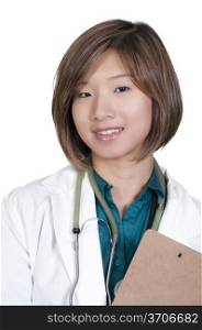 A beautiful young female Asian doctor on her rounds