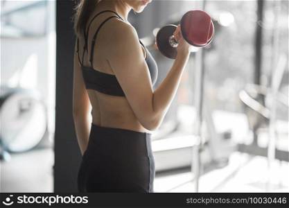 A beautiful young woman in sportswear exercising with dumbbells at the gym, concept of healthy lifestyle, sports, training, wellness, and sport. Beautiful young woman in sportswear exercising with dumbbells at the gym, concept of healthy lifestyle, sports, training, wellness, and sport