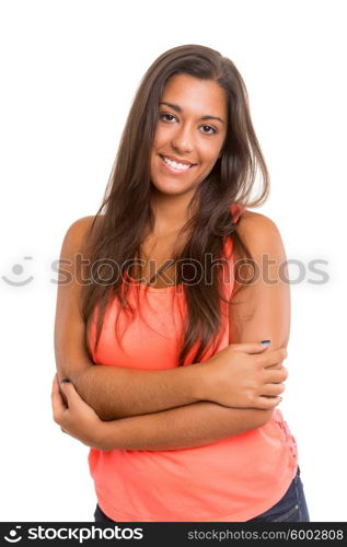 A beautiful young woman posing isolated