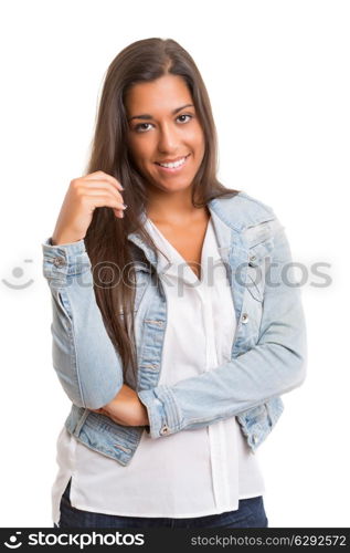 A beautiful young woman posing isolated