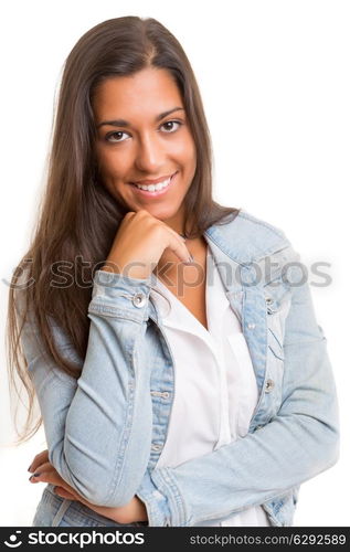 A beautiful young woman posing isolated