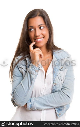 A beautiful young woman posing isolated