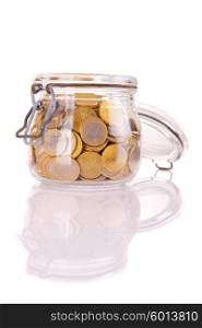 A big money jar full of savings
