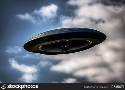 A big UFO in the sky created with generative AI technology