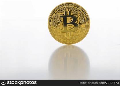 A Bitcoin Cryptocurrency Digital Bit Coin BTC Currency Technology Business Internet Concept.