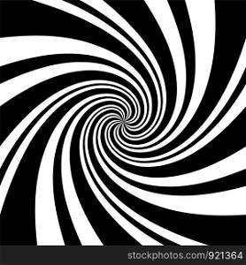 A black and white spiral optical illusion background. Stock vector illustration, monochrome