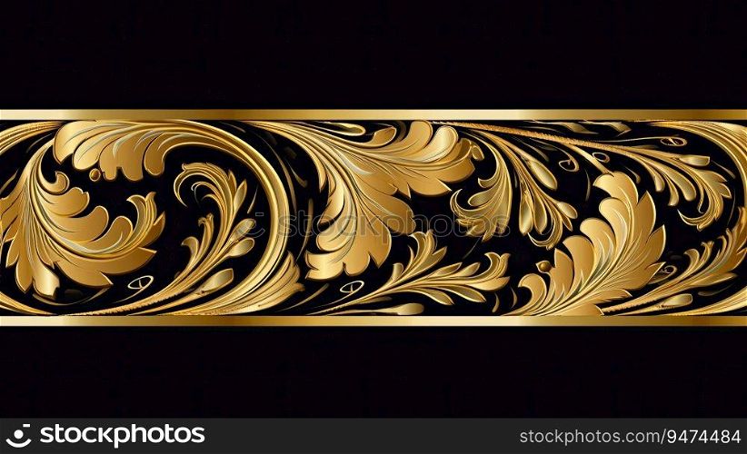 A black background with gold floral design Generative AI