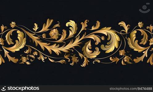 A black background with gold floral design Generative AI